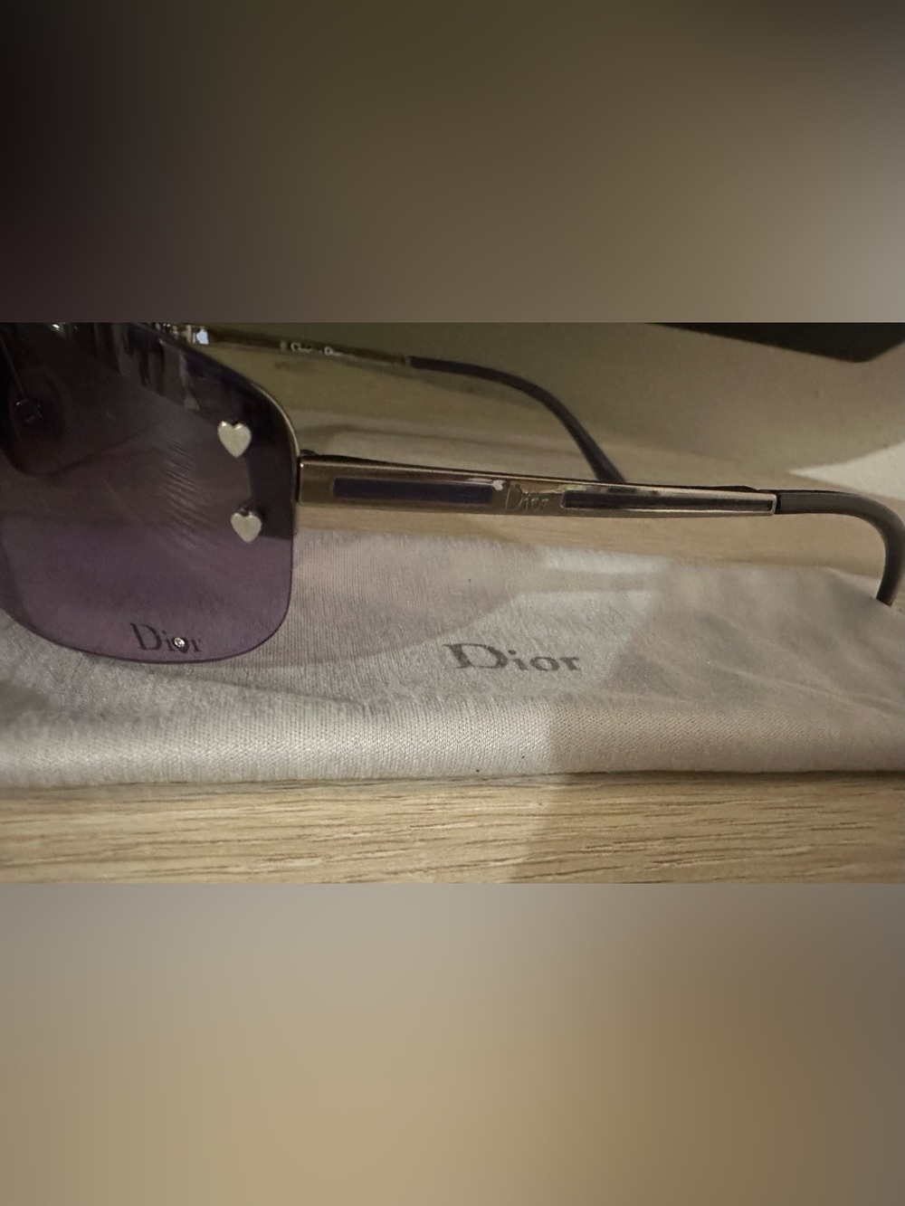 Dior Charm Y2K rimless shield sunglasses gradient purple tint lenses - Picture 4 of 7